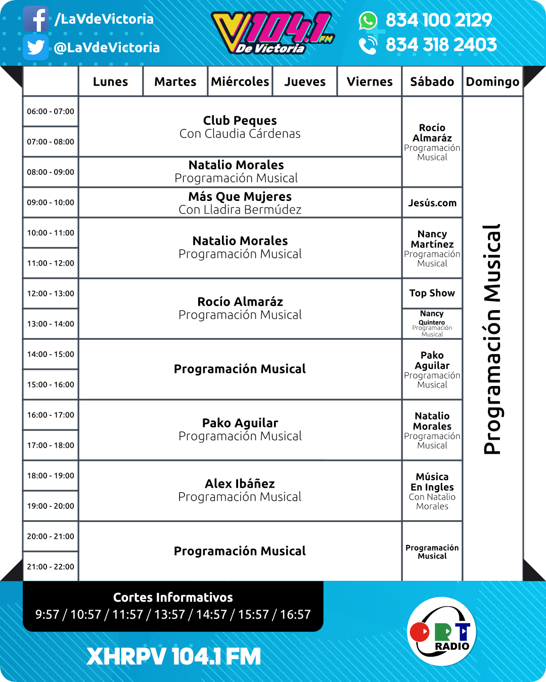PROGRAMACIÓN LA V DE VICTORIA XHRPV